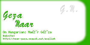 geza maar business card